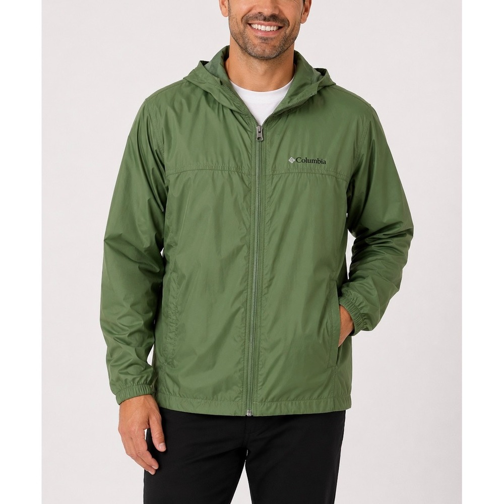 Columbia Windbreaker Jacket Mens XL Green Glennaker Lake Hooded Rain Gorpcore